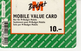 Migros - M-Budget Mobile - Mobile Value Card 10 CHF - Operatori Telecom