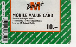 Migros - M-Budget Mobile - Mobile Value Card 10 CHF - Operadores De Telecom