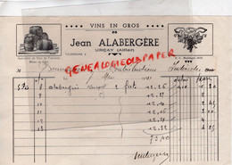 03- URCAY- RARE FACTURE JEAN ALABERGERE-VINS DE TOURAINE-1941 - Lebensmittel