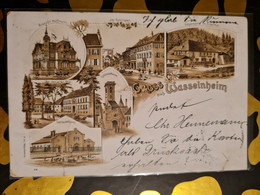 Carte WASSELONNE WASSELHEIM  Gruss Litho Scierie Villa Hoffmann Ecole Poste Voir Etat - Wasselonne