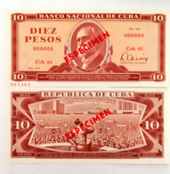 Cuba 10 Pesos Specimen 1978 Unc - Cuba