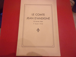 ♥️  DURTAL 1938 LE COMTE JEAN D ANDIGNE  1864 / 9 AOUT 1938 ELOGE FUNEBRE 46 PAGES ROYALISME NOBLESSE GENEALOGIE - 1901-1940