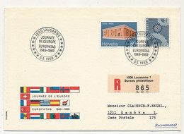 SUISSE - Enveloppe FDC Recommandée - Europa 1969 - LAUSANNE Journée De L'Europe 5/5/1969 - FDC