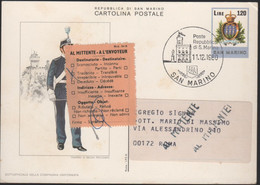 SAN MARINO - 1980 - CP48 - 120 Stemma - Uniformi Militari Sammarinesi - Intero Postale - Viaggiata Da San Marino Per Rom - Ganzsachen