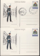 SAN MARINO - 1979 - CP46 - 120 Stemma - Uniformi Militari Sammarinesi - 2 X Cartolina (1 Nuovo E 1 FDC) - Intero Postale - Entiers Postaux