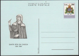 SAN MARINO - 1981 - CP51 - 200 Santa Rita Da Cascia - Cartolina - Intero Postale - Nuovo - Postal Stationery