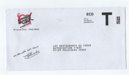 Prêt-à-poster. Enveloppe Réponse T. Eco. Restaurants Du Coeur, Campagne N°33, 2017. - Cartas/Sobre De Respuesta T