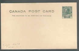 59539) Canada Postal Stationery Toronto Women's Patriotic League Type 6 Die 1A 1914 - 1903-1954 De Koningen