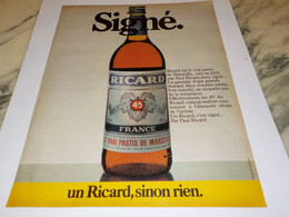 ANCIENNE  PUBLICITE SIGNE  RICARD SINON RIEN  1984 - Alcools