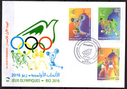 ALGERIE ALGERIA Official FDC RARE Philatelic Service Cancellation Rio 2016 Olympics Weightlifting Football Boxing - Summer 2016: Rio De Janeiro