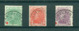Nrs. 129-131 - Koning Albert I  - Rode Kruis - Croix Rouge - 1914-1915 Red Cross