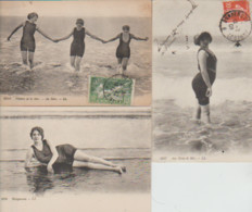 Lot 3 Cpa MODE (Femmes En Maillot De Bain1900) 1/ Baigneuse 2/ Plaisirs De La Mer. Au Bain 3/ Aux Bains De Mer - Moda