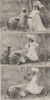 Une Promenade En AUTOMOBILE Série Complète 6 Cpa (Couple D'enfants En Tenues D'adultes) - Turismo