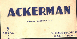 Buvard Ackerman , Saumur Mousseux , Sy Hilaire St Florent , Maison Fondée En 1811 - Liqueur & Bière