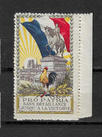 VM 20 - Vignette  Jeanne D'Arc - Patriotique  (PRO PATRIA - Sans Défaillance Jusqu'à La Victoire (COQ) - Autres
