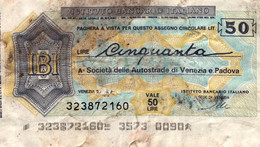 MINIASSEGNO FDS ISTITUTO BANCARIO ITALIANO L.50 / AUTOSTRADE DI VENEZIA E PADOVA - [10] Checks And Mini-checks