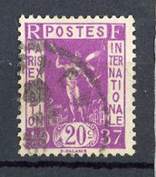 FR - Yv. N° 322  (o)  20c  Exposition 1937  Cote  0,6  Euro BE   2 Scans - Usados