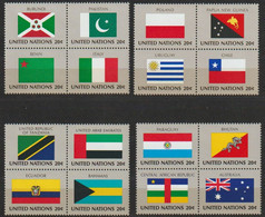 UNO New York 1984 MiNr.448 - 463 4 Herzstücke ** Postfrisch Flaggen Der UNO-Mitgliedsstaaten  ( D 6993)günstiger Versand - Ungebraucht