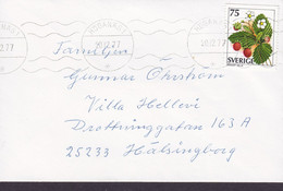 Sweden TMS Cds. HÖGANÄS 1977 'Petite' Cover Brief HÄLSINGBORG 3-Sided Perf. Strawberry Stamp - Covers & Documents