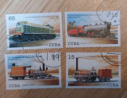 CUBA - 4 Timbres Oblitérés 1997 Anniversaire Des 160 Ans Du Chemin De Fer Cubain - Lots & Serien