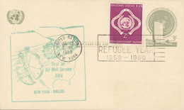 United Nations Uprated Postal Stationery Ganzsache First Jet Air Mail Service Flight NEW YORK - DALLAS, NEW YORK 1959 - Covers & Documents