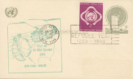 United Nations Uprated Postal Stationery Ganzsache First Jet Air Mail Service Flight NEW YORK - DALLAS, NEW YORK 1959 - Briefe U. Dokumente