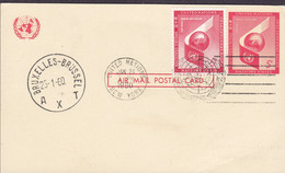United Nations Uprated Postal Stationery Ganzsache NEW YORK 1960 BRUXELLES-Brüssel (Arr.) Belgium - Cartas & Documentos