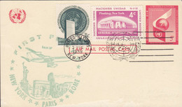 United Nations Uprated Postal Stationery Ganzsache NEW YORK - PARIS - ROME, NEW YORK 1959 (2 Scans) - Briefe U. Dokumente