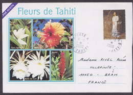 POLYNESIE FRANCAISE ENVELOPPE ILLUSTREE FLEURS DE TAHITI CIRCULEE 2000 - Covers & Documents