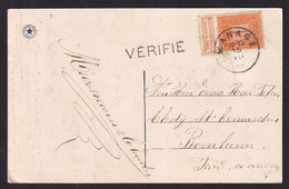 38/058 - Carte-Vue De JOLIMONT TP Pellens 1 C  T2R MANAGE 1913 Vers BORNHEM - Griffe VERIFIE Pour Tarif IMPRIME - 1912 Pellens