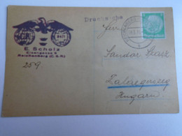 D191548   Postcard  Cancel  Reichenberg 1939  - E. Scholz Sent To Zalaegerszeg  Sandor Szasz - Sonstige & Ohne Zuordnung