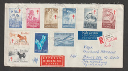 FINLAND:  1966  REGISTERED  MAIL  EXPRESS  WITH  8  ISSUES  -  TO  GERMANY - Brieven En Documenten