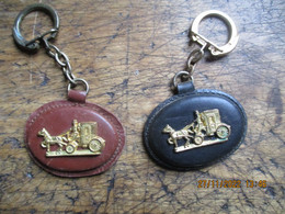 Lot 2 Porte Clefs Cles Cuir Shell Decor Metal Diligence - Key-rings