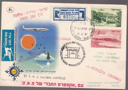 Une  Lettre   Premier Vol  Lod  - Stockholm - Anchorage    Année 1957 - Airmail