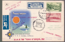 Une  Lettre   Premier Vol  Lod  - Stockholm - Anchorage    Année 1957 - Airmail