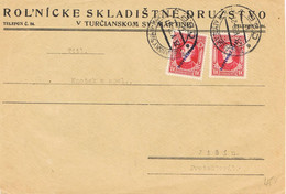 47840. Frontal Comercial TURCIANSKOM Sv MARTINE (Eslovaquia) 1939. Mozo Almacen Agricola - Cartas & Documentos