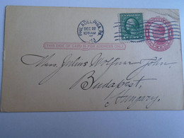 D191558 Uprated  Postal Stationery -cancel  Philadelphia 1913 -W.T. TILDEN  Hair And Woll M. - To J. Wolfner Budapest - Other & Unclassified