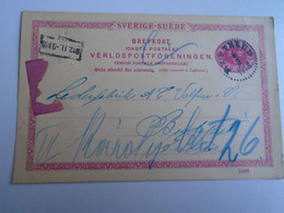 D191559  Postal Stationery -O.Stadler Cancel  Refteled Sweden 1912 - To J. Wolfner  -Lederfabrik, Budapest - Other & Unclassified