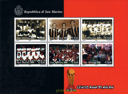 66048 MNH SAN MARINO 1999 50 ANIVERSARIO DEL CLUB DE FUTBOL AC MILAN - Oblitérés