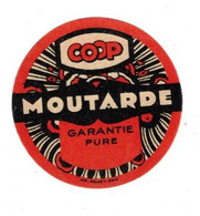 Etiquette Moutarde Garantie Pure COOP Mustard Mostarda マスタード Imp. Delcey à Dole 芥末 5,2 Cm X 5,2 Cm En Superbe.Etat - Altri & Non Classificati