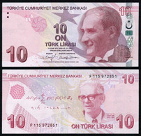 Türkiye 10 Türk Lirası 2023 UNC F Series | Şahap Kavcıoğlu & Mustafa Duman Signature - Turquie