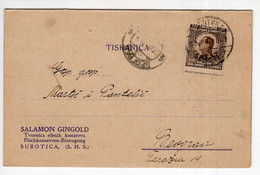 1924. KINGDOM OF SHS,SERBIA,SUBOTICA,SALAMON GINGOLD,TINNED FISH MAKERS,CORRESPONDENCE CARD,USED - Yugoslavia