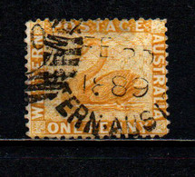 WESTERN AUSTRALIA - 1882 - Swan - 1p Ocher Yellow - Wmkd. Crown And C A - Perf. 14 - USATO - Usados