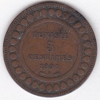 Protectorat Français . 5 Centimes 1891 A , En Bronze, Lec# 71 - Túnez