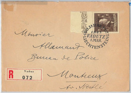 46432 - LIECHTENSTEIN - POSTAL HISTORY - REGISTERED COVER To FRANCE 1945 - Other & Unclassified