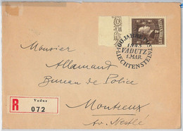 46432 - LIECHTENSTEIN - POSTAL HISTORY - REGISTERED COVER To FRANCE 1945 - Altri & Non Classificati