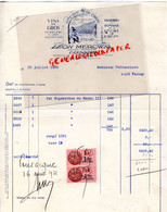 74- DOUVAINE- RARE FACTURE LEON MERCIER VINS DOMAINE CAVE DE CREPY- GARE DESSERVATRICE MACHILLY-1939 - Lebensmittel