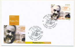 ITALIE - Env FDC - 0,41e Padre Pio Santo - Roma Filatelico - 16/6/2002 - FDC