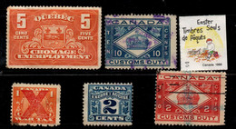 0228- CANADA -B.O.B- LABELS, REVENUES LOT X 6 - Local, Strike, Seals & Cinderellas