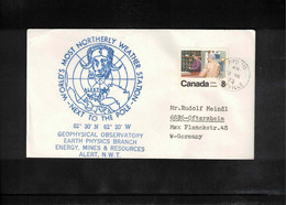 Canada 1975 World's Most Northerly Weather Station ALERT - Geophysical Observatory Interesting Letter - Covers & Documents